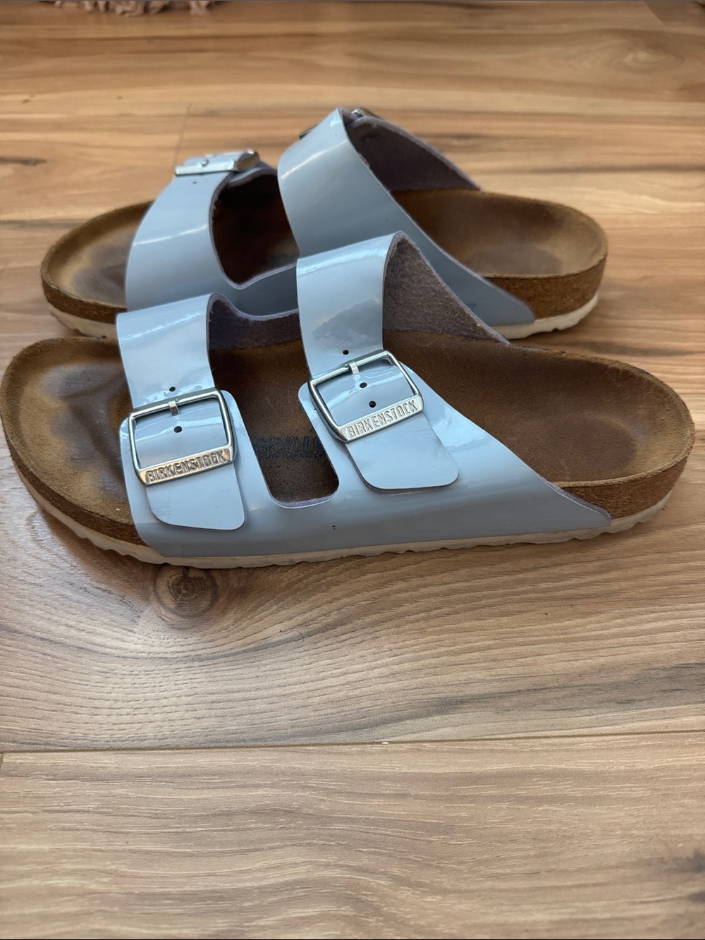 Birkenstock Two-Strap Patent Light Blue Women’s Sandals - Picture 2 of 9